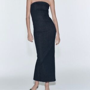 Zara denim strapless dress NWT